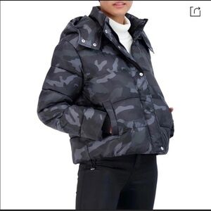 Sebby Black Camo Puffer Coat